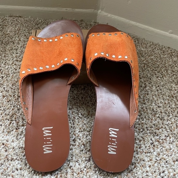 Mi.iM “Treviso” Studded Slide in Burnt Orange Color - Picture 1 of 7